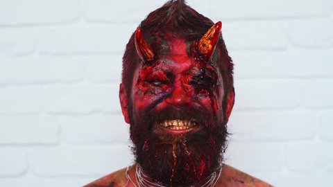 Devil vampire portrait. Halloween red devil monster. Krampus. Christmas devils. Halloween.