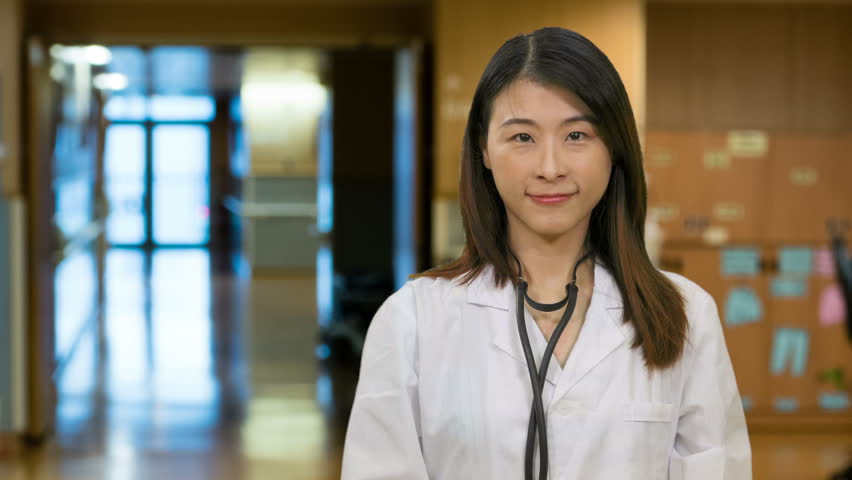 Sensual long hair asian doctor