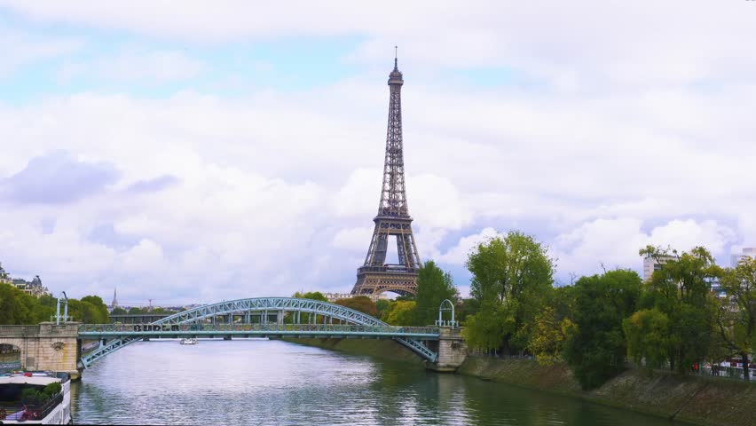 Eiffel tour over Seine river | Shutterstock HD Video #1011276986