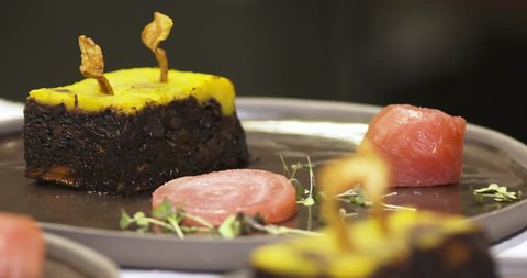 beef mille-feuille in a gourmet restaurant