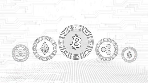 Top 5 Cryptocurrencies - Bitcoin Ethereum Ripple Litecoin Bitcoin Cash - Outline Coin