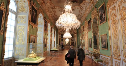 MUNICH, GERMANY, CIRCA JANUARY 2018- Interior of Munich Residence. Munich Royal Residenz hall