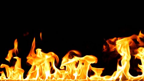 Fire Flames  - Slow Motion.Real flames ignite on a black background. Real fire. Transparent background. PNG + Alpha channel