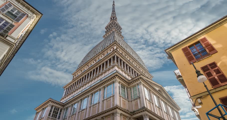 Mole Antonelliana, Piedmont, Italy. Timelapse of the simbol of Torino