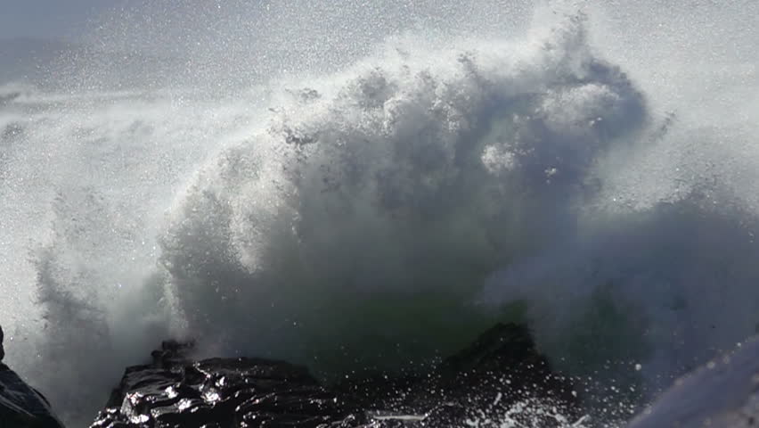 Extreme Wave crushing coast , Large Ocean Beautiful Wave, Awesome power of waves breaking over dangerous rocks 
