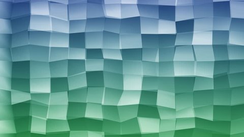 Loopable Abstract Green Blue Low Poly 3D surface as CG background. Volume Polygonal Geometric Low Poly motion background of Green Blue polygons. 4K Fullhd seamless loop render V13