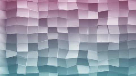 Loopable Abstract Light-Blue Red Low Poly 3D surface as CG background. Volume Polygonal Geometric Low Poly motion background of Light-Blue Pink Fuxia polygons. 4K Fullhd seamless loop render V19