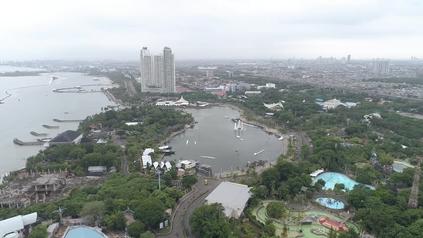 Aerial View of Lake and Jakarta Bay,, Jakarta Indonesia, Asia