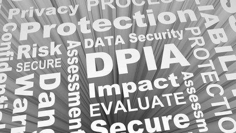 DPIA Data Protection Privacy Impact Assessment Words 3d Render Animation
