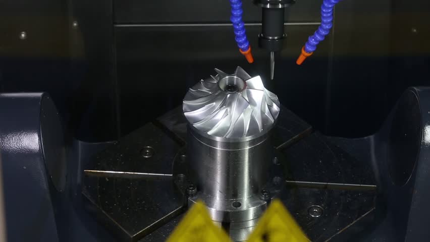 5-axis CNC machining center for metal processing Royalty-Free Stock Footage #1011393173