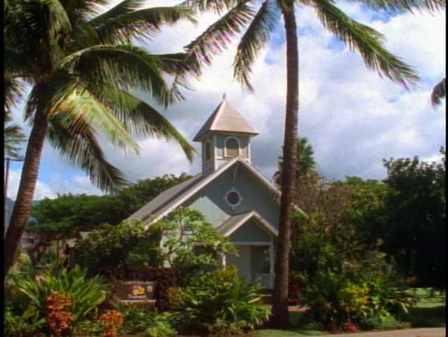 HAWAII, 1999, Church in Lahina, medium shot, on Maui in Hawaii