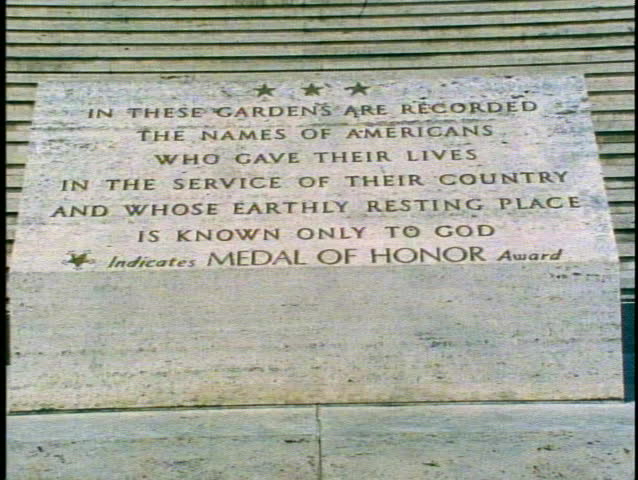 HAWAII, 1999, The Punchbowl Cemetery above Honolulu in Hawaii, plaque with honors