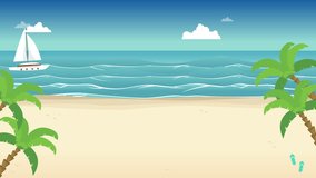 Landscape beach with ship summer sale animated