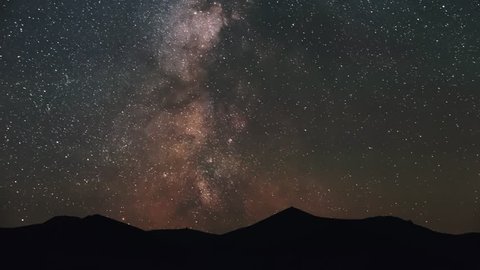 Close up view of the Milky Way galaxy moving over the mountain range Video de stock