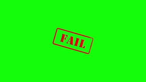 The Word Fail being stamped | Green Screen 3D Animation Clip with Alpha Map for Easy Background Removal