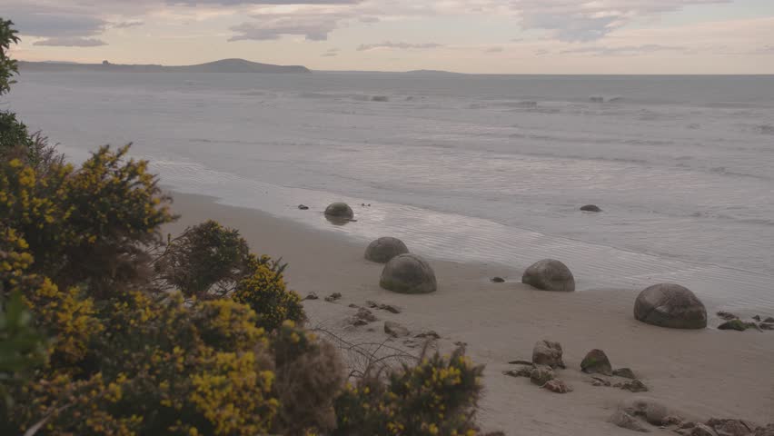 Moeraki boulders in the South Island New Zealand
