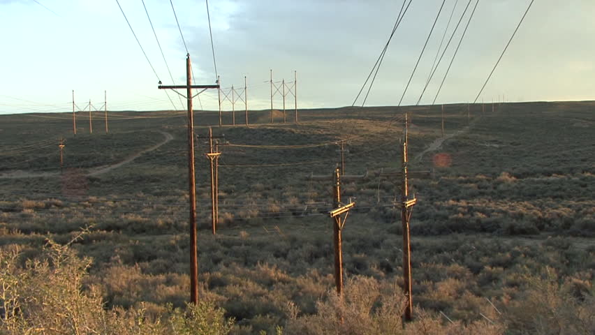 Land Use Red Desert in Spring Powerplant Coal Energy Powerlines Transmission Line Electricity Grid in Wyoming