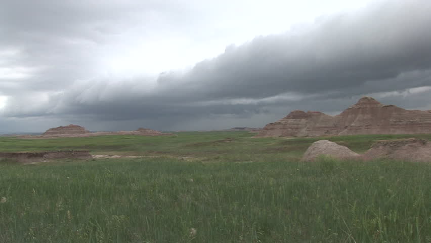 Badlands in Spring Cloud Rain Storm Sky Gray in South Dakota