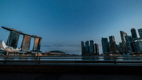 Singapore City Never Sleeps... Panoramic view Time Lapse video from late afternoon to Night in 4K ,