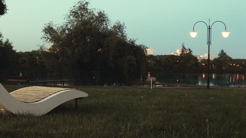Evening Summer Park Bench