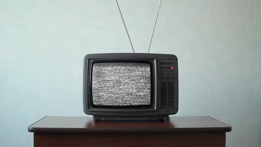 No signal just noise on old analogue TV set Royalty-Free Stock Footage #1011465281