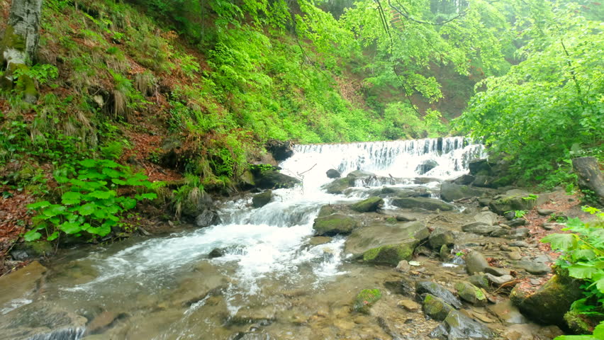 Waterfall and Stream in the mountains