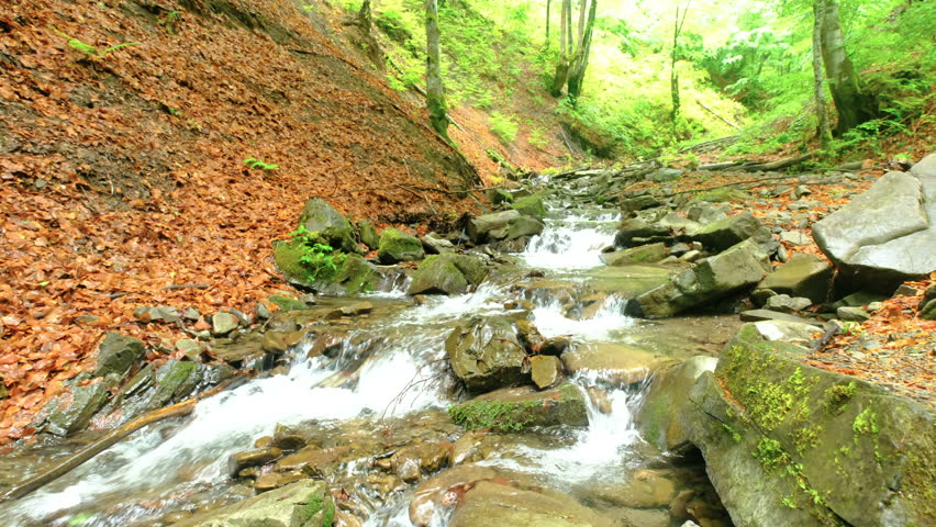 Waterfall and Stream in the mountains