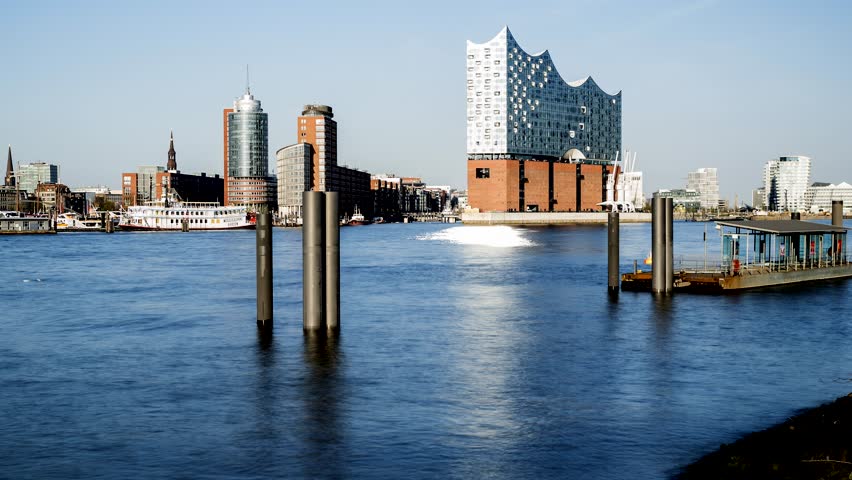 Timelapse at the Elbe in Hamburg Germany 2018