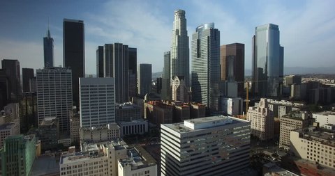 Aerial Drone of Downtown Los Angeles Skyline 4K