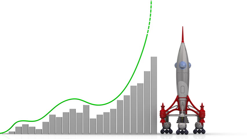 The graph of costs growth. Graph of rapid growth with red word COSTS and rocket launch. Royalty-Free Stock Footage #1011527477