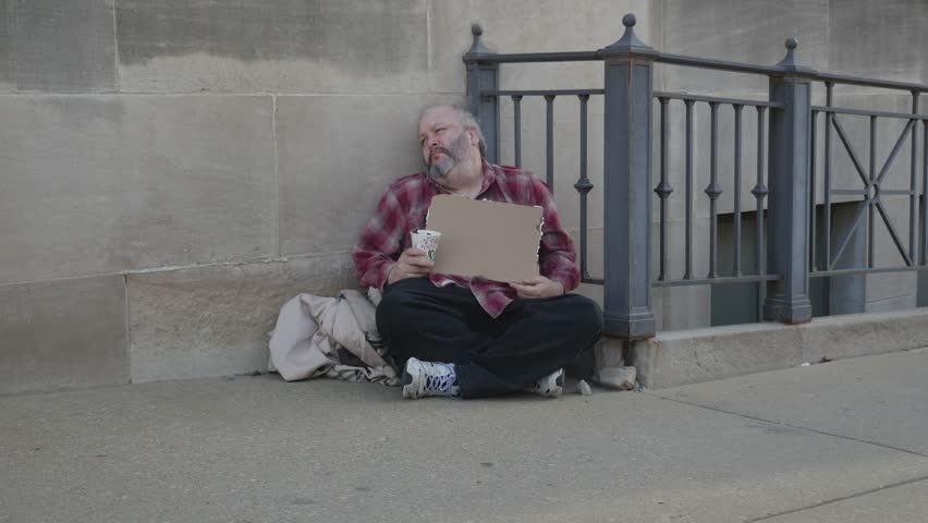 Homeless Man Holding A Blank Stock Footage Video 100 Royalty Free Shutterstock