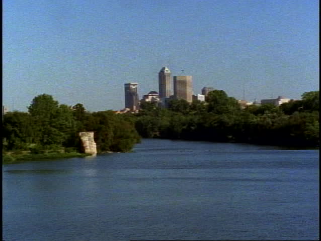 INDIANA, 1999, Indianapolis, skyline, The White River, zoom in