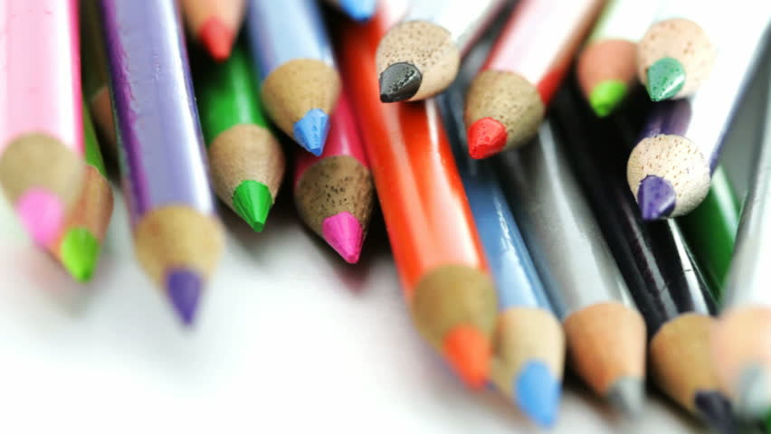 color pencils rotating selective focus