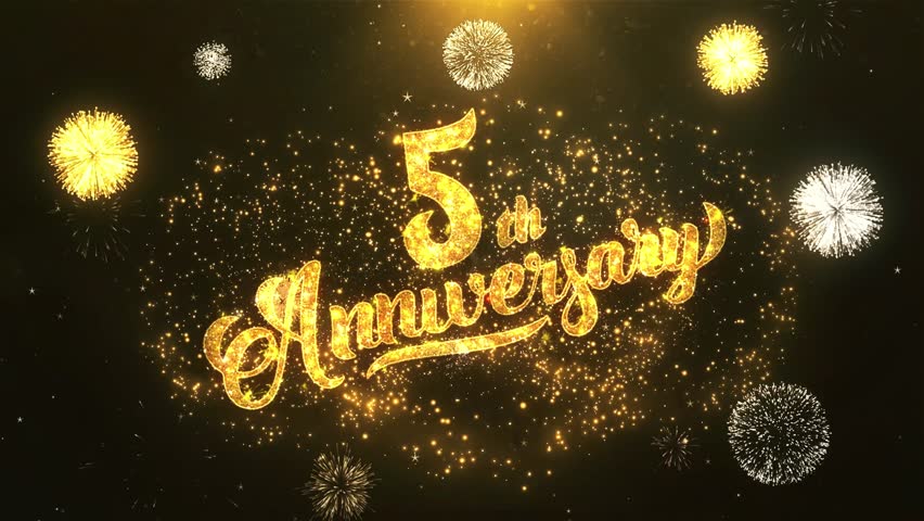 5th Happy Anniversary Greeting Card Stock Footage Video (100% Royalty