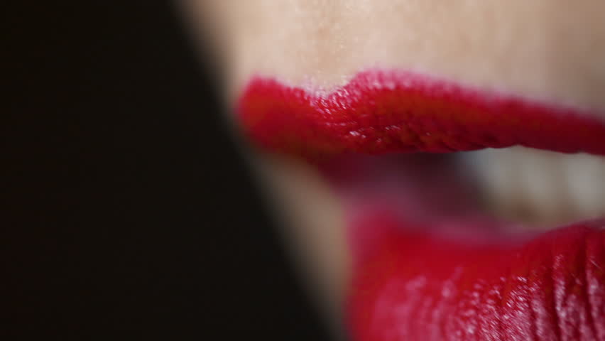 Female Applying Red Lipstick Finish. Stock Footage Video (100% Royalty 