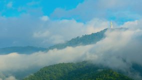 Full HD Video footage. Tropical nature mountains landscape time lapse with the mist after the rain in rain forest.  