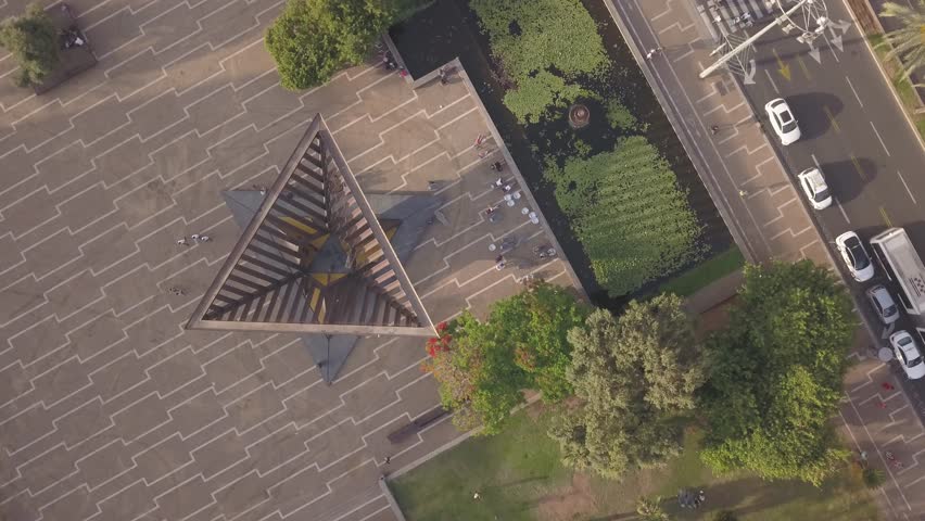 Rabin square in Tel Aviv aerial footage 4k raw ungraded / flat