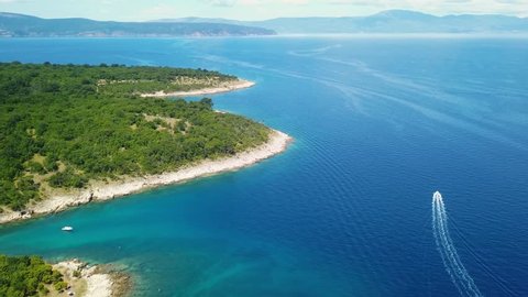 Panoramic view if seascape of Krk Island in Croatia