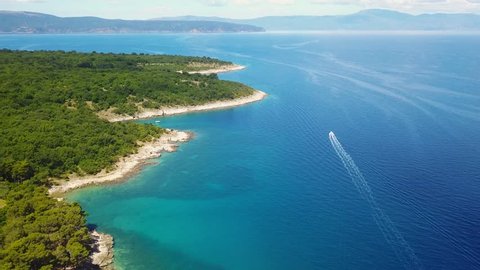 Panoramic view if seascape of Krk Island in Croatia
