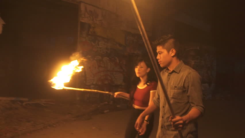 Asian Couple having fun in the dark