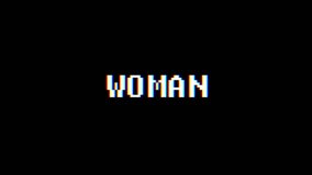 retro videogame WOMAN word text computer tv glitch interference noise screen animation seamless loop New quality universal vintage motion dynamic animated background colorful joyful video m