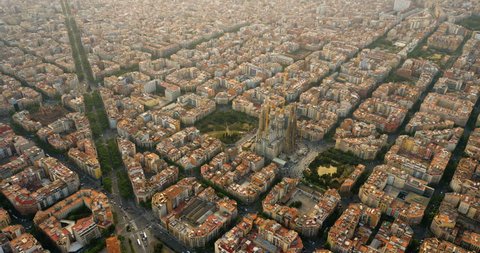 Aerial View Barcelona Main Street Eixample Stock Footage Video (100% ...