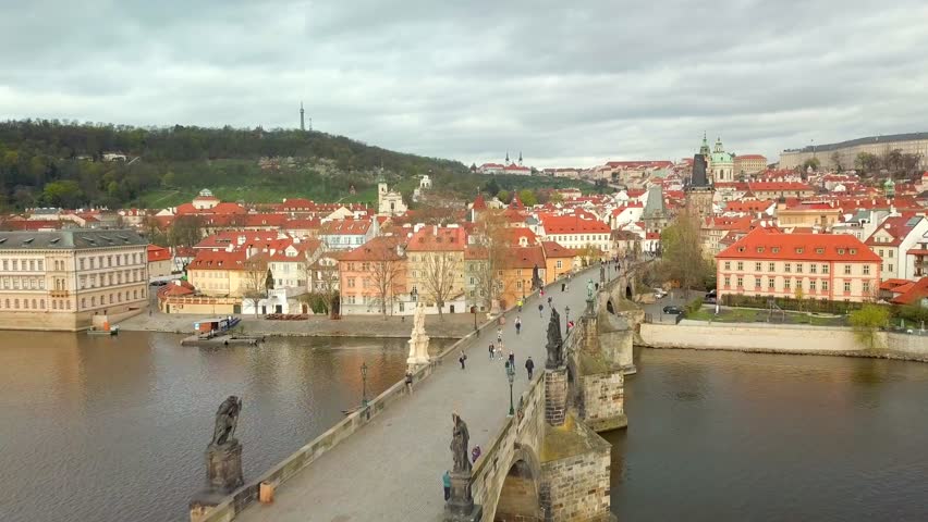 Aerial view of cityscape of Prague, Czech Republic