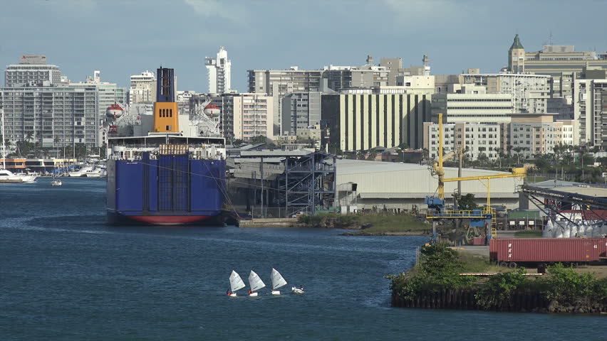 Bay and skyline of San Juan, Puerto Rico, Caribbean