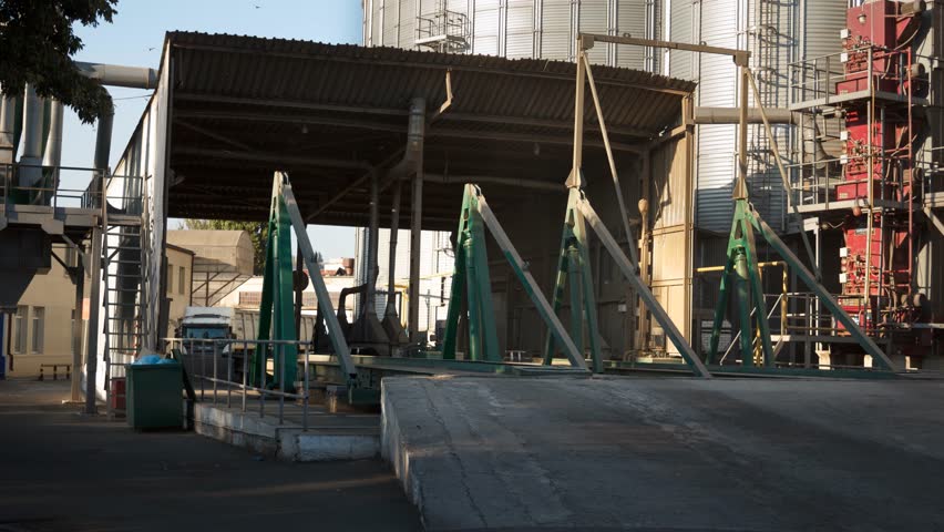 Timelapse Unloading Grain Trucks Elevator On Stock Footage Video (100% 