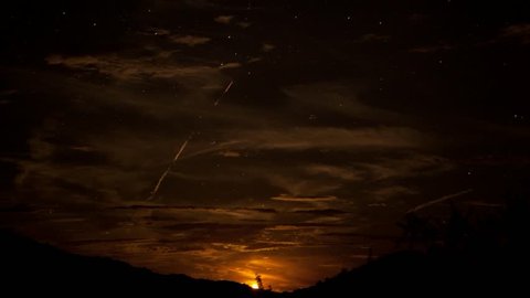 Desert Moon Rise Clouds Timelapse Stock Footage Video (100% Royalty