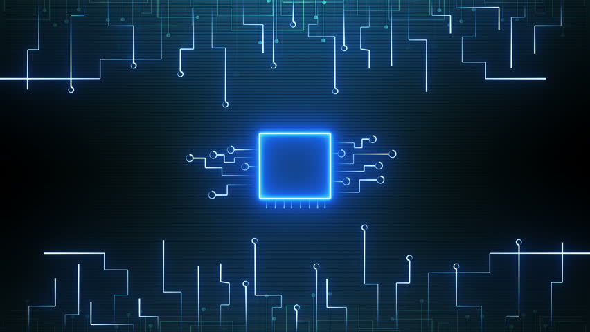 Futuristic Digital Data Flow Motherboard. AI Supercomputer. CPU and GPU. Computer Processors CPU Concept. Motherboard Digital Chip. Digital Microchip Circuit Board Royalty-Free Stock Footage #1011639302