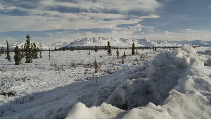Mountain range in Alaska during winter months