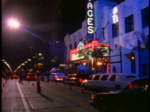 LOS ANGELES, 1999, Pantages Theater, Hollywood, tilt up, premier, limos