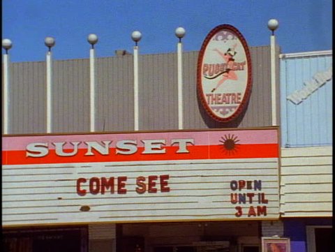 LOS ANGELES, 1999, Pussycat porno theater called Sunset